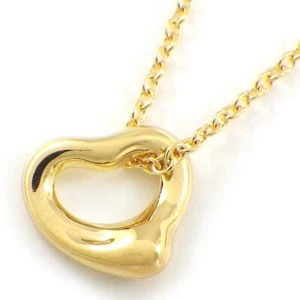 Tiffany & Co. Necklace Open Heart 60957398 Mini 7mm Elsa Peretti 750 Yellow Gold - Picture 1 of 7