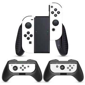 Nintendo Switch JoyCon Grip Set (3-Pack), Black, Wear-Resistant, OLED & Original - Picture 1 of 9