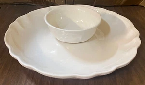 JUEGO DE BANDEJA/TAZÓN Pfaltzgraff GAZEBO BLANCO China CHIP Buen Estado ¡Raro! - Imagen 1 de 1