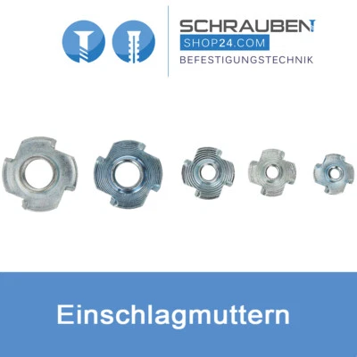 Einschlagmuttern Gewindemuttern M4 - M12 Gewinde Holz Muttern Stahl verzinkt - Bild 1 von 4