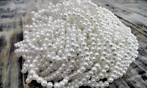 Cuenta de perlas de vidrio, perlada, 10 mm, blanca, 50 piezas, poste gratuito OZ - Imagen 1 de 1