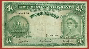 BAHAMAS REGIERUNG ND (1961) 4 SCHILLING F/VF P-13c - Bild 1 von 2