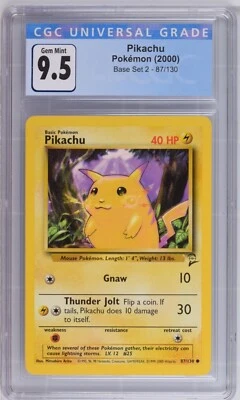 2000 POKEMON GAME BASE SET 2 PIKACHU 87 CGC 10  (9.5 re-holder eligible) - Image 1 of 2