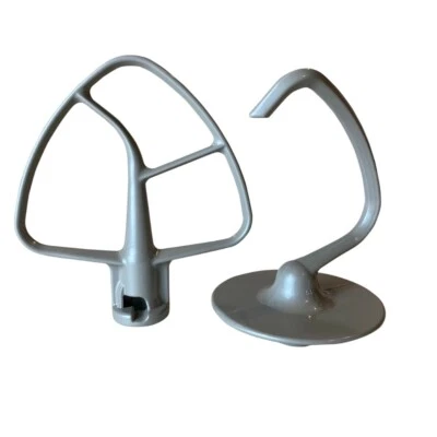 Kitchenaid Grey Coated Flat Beater And Dough Hook (15.5CM) Fits 4.5QT Artisan - Image 1 of 4