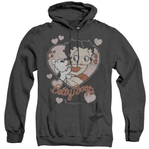 BETTY BOOP CLASSIC KISS Licensed Hooded Sweatshirt Heather Hoodie SM-3XL - Picture 1 of 2