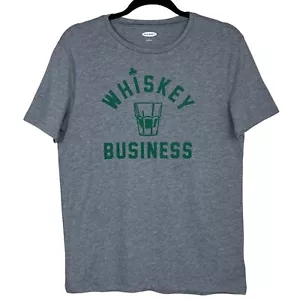 Old Navy Graphic ‘Whiskey Business’ Tee Heather Gray Cotton Blend Men’s Small - Picture 1 of 9