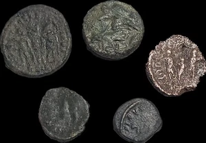 Lot Of 5 Roman Empire Coins 300-500 AD - Picture 1 of 2