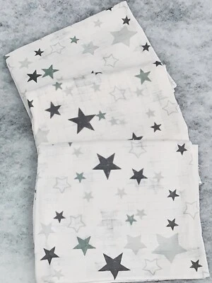 LOLALAND 3 pack muslin squares large 70x80cm baby nappies bibs grey white stars