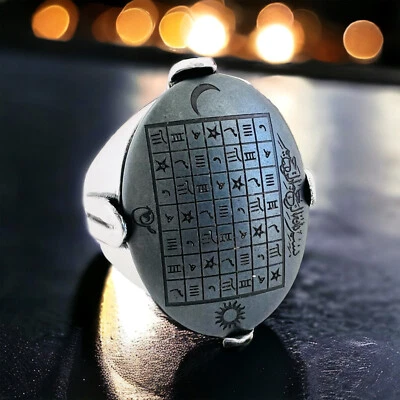 925 Ematite Islamico Originale Hadid Cini 7Sharf Talismano Hirz per Contro Ring - Immagine 1 di 4