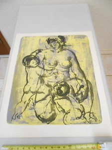 ORIGINAL HANS ERNI (1909-2015) SIGNED NUMBERED 1960'S LITHOGRAPH MOTHER & TWINS - Picture 1 of 9