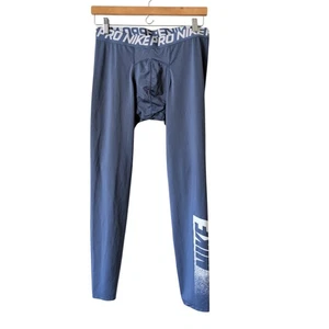 Nike Men's Pro Cool Tights Size XL Blue Full Length Compression Running Pants - Picture 1 of 8
