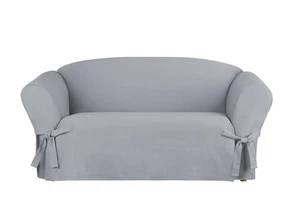 Heavyweight Cotton Duck Loveseat Slipcover - Pacific Blue - Picture 1 of 3