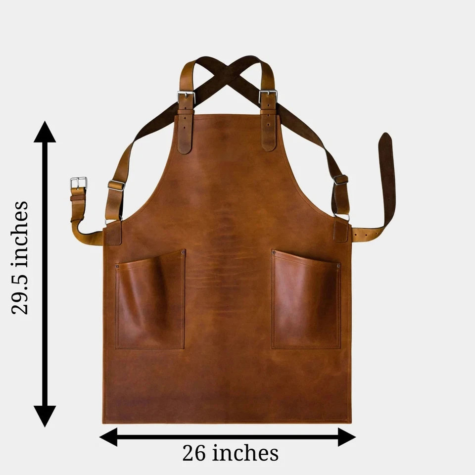 Genuine Leather Apron for Woodworking, Chef, Barber, Barista, Grilling, BBQ. - Image 1 of 4