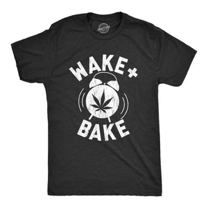 Mens Wake and Bake T shirt Funny 420 High Weed Pot Legalize Marijuana Graphic - Picture 1 of 7
