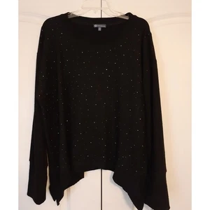 Suéter Pullover Democracy Negro Suave Lentejuelas Dobladillo Mordedura de Tiburón 2X NUEVO Acogedor - Imagen 1 de 5