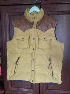 Penfield Trailwear Down Vest Leather Nylon Puffer Zip Jacket Mens Sz L Beige - Picture 1 of 13