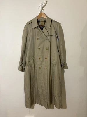 Gabardina Burberrys Beige Nova Check Damas 14 Largo Cinturón Vintage Foto 1 de 4