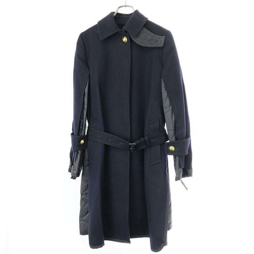 Cappotto Sacai Sakai 18AW trapuntato nylon docking lana melton cintura usato0