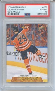 2020-21 Upper Deck Canvas #C32 Leon Draisaitl PSA 10 GEM MT Edmonton Oilers - Bild 1 von 2