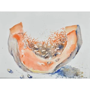 Großes Aquarellbild - Original-Gemälde Naturstudie Cucurbita Éternelle - Bild 1 von 9