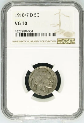 1918 D Nickel Indian Head or Buffalo NGC VG-10 /7 - Image 1 of 2