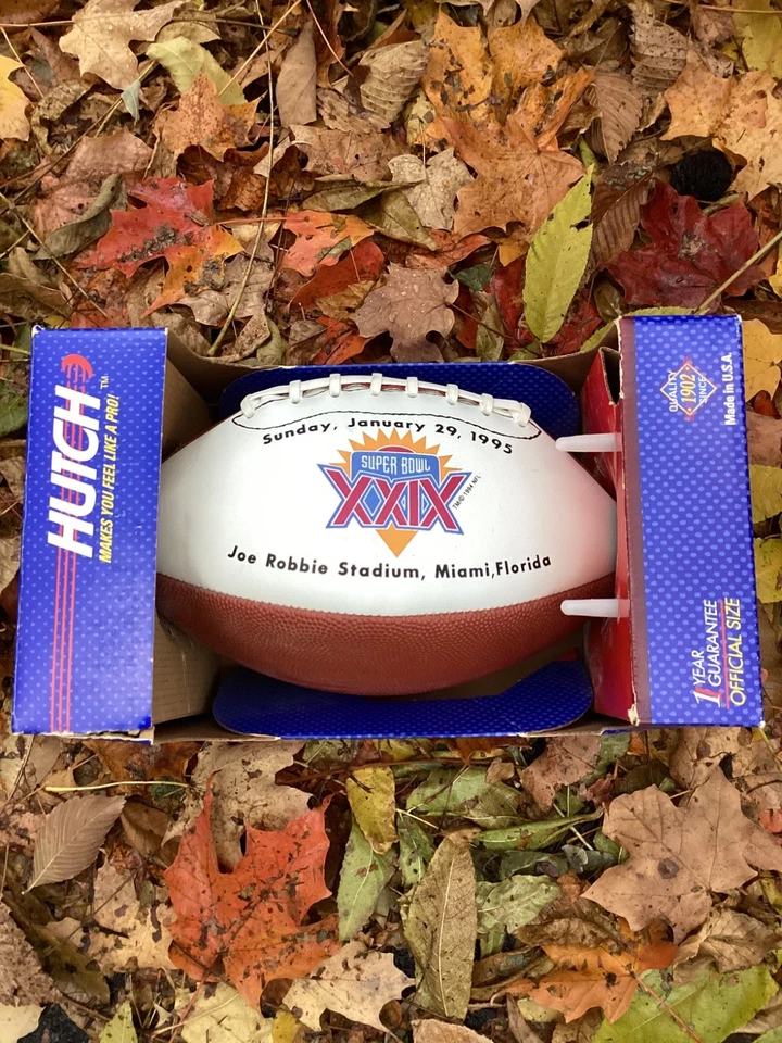 Hutch oficial NFL Super Bowl XXIX painel branco lembrança futebol com caixa original - Imagem 1 de 1