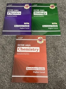 CGP GCSE AQA biology Physics Chemistry Higher Level Revision Guides X 3 Books  - Picture 1 of 18