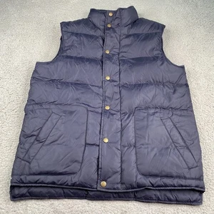 Lands End Vest Mens Medium Blue Goose Down Puffer Quilted Snap On Pocket Outdoor - Picture 1 of 10