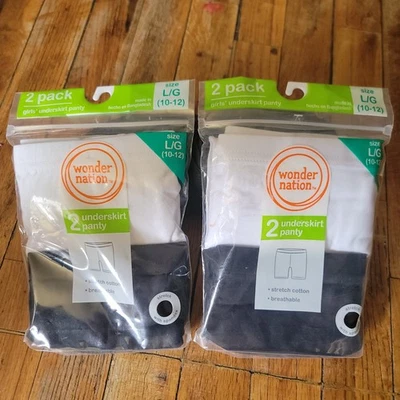 NEW GIRLS UNDERSKIRT PANTY LOT WONDER NATION  2 PACK STRETCH  SZ LARGE 10/12  - Image 1 of 4