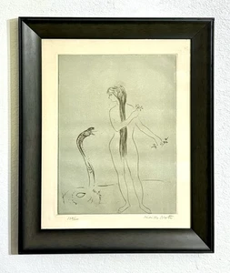 Kaiko Moti Serpent Woman Hand Signed Original Etching Snake Charmer Goddess Art - Picture 1 of 14