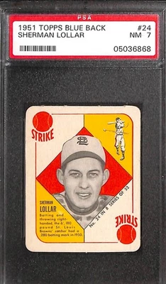 1951 TOPPS BLUE BACK #24 Sherman Lollar PSA 7 QUASE PERFEITO 05036868  - Imagem 1 de 3