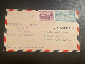 First Flight Cover San Pedro To Miami - Picture 1 of 2