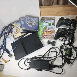 Sony PlayStation 2 Slim Konsole Bundle Powers On No, Disc Spin PS1 & PS2 Spiele  - Bild 1 von 14