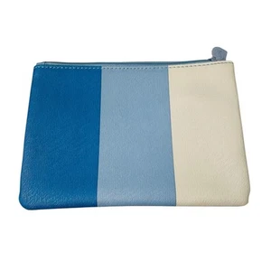 Ipsy Kosmetik Make-up Tasche Reißverschlusstasche blau breit gestreift Herz Zip Anhänger - Bild 1 von 5