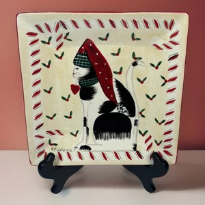 "Oneida Sakura Fiddlestix bastón de caramelo gato plato de Navidad loza 10""" - Imagen 1 de 8