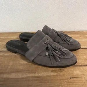 Reaction Kenneth Cole Rain Down Gray Flats Mules Slides shoes size 9M Leather - Picture 1 of 10
