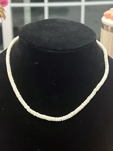 White Surfer 16”Necklace Genuine Puka Shell Necklace for Men & Women - Picture 1 of 7