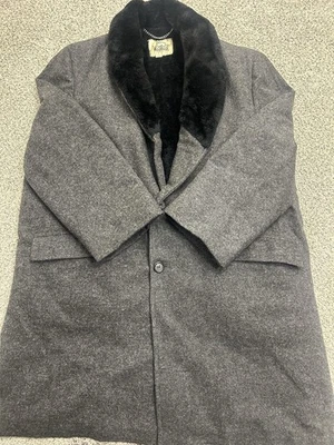 Vintage Woolrich Long Wool Coat Trenchcoat Mens Size 46 Charcoal Gray - Image 1 of 4