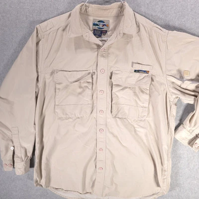 ExOfficio Travel Adventure Beige Fishing Performance Vented Shirt Mens Large - Image 1 of 4