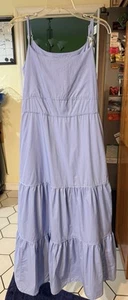 C&C California Smocked Sleeveless Maxi Dress Cotton Blue Tiered Strap Size L - Picture 1 of 1