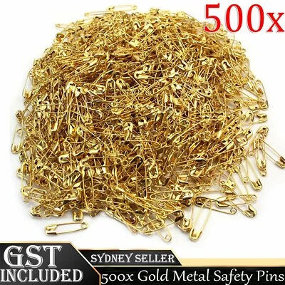 500Pcs Small Tiny Safety Pins Gold Color 19mm Brass Metal Sewing Craft Mini Pin - image 1 of 4