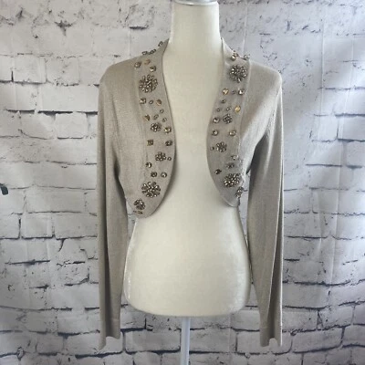 Suéter Soft Surroundings Mujer Pequeño Cárdigan Joyado Dorado Manga Larga Foto 1 de 4