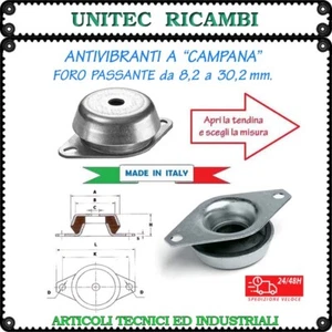 Antivibranti a campana con foro passante mm. 8 - 10 - 16 - 24 - 30 - Foto 1 di 7