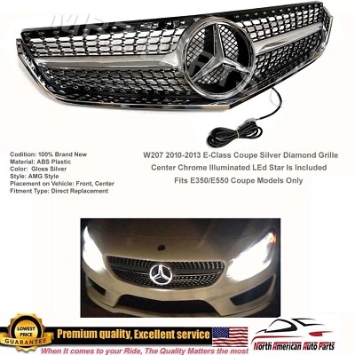 Cupé Clase E 2010 2011 2012 2013 parrilla plateada diamante estrella LED iluminada nuevo Foto 1 de 4