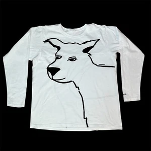 Marushka Handprints Women’s MEDIUM White LS Dog Front & Back Graphic - Picture 1 of 10