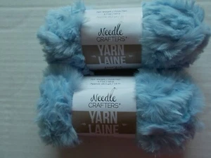 Needle Crafters Faux Fur yarn, Light Blue, lot of 2 (25 yds ea) - Picture 1 of 2
