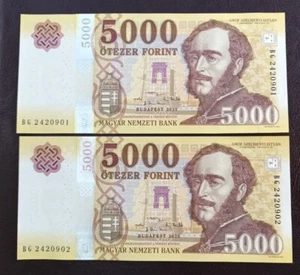 Hungary Hungarian 5000 Forint ×2 Consecutive Numbers 2020 P-205c UNC Banknotes - Picture 1 of 11