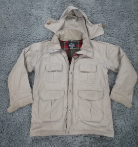 Vintage Woolrich Jacket Mens Large Gray Wool Lined Parka Chore Removable Hood * - Picture 1 of 24