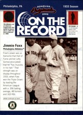 2002 Donruss Originals On The Record #2 Jimmie Foxx