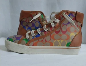 Coach Citysole High Top Platform Sneaker In Rainbow Signature Canvas 8B Womens - Picture 1 of 12